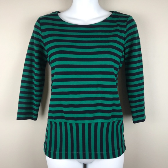 Madewell Stripeturn Ponte Peplum Top - Size Small - Picture 1 of 4